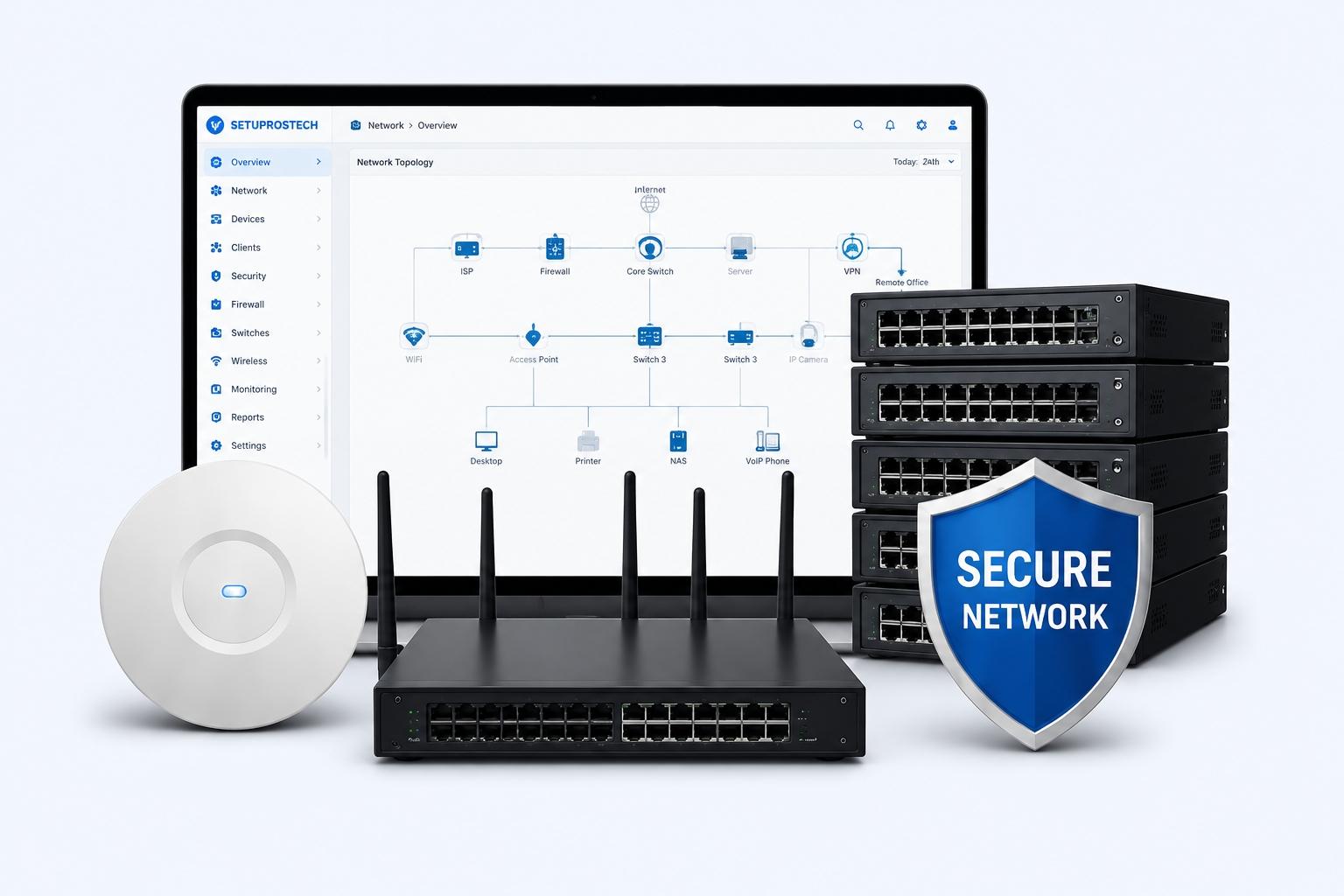Secure network solutions with router firewall and server setup