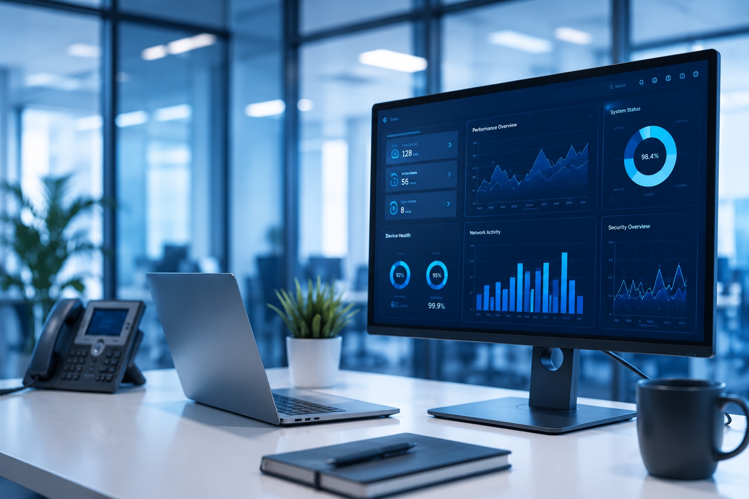 Business IT support workspace